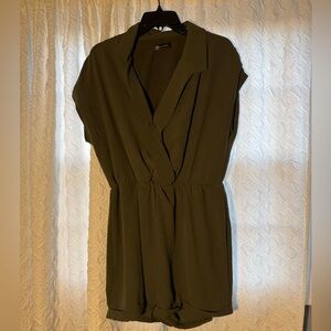 PrettyGarden Olive Green Short Sleeve Romper